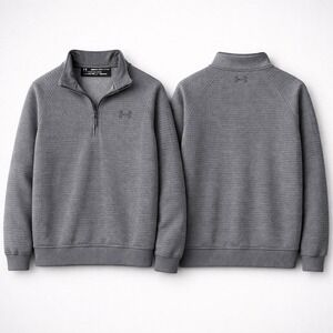 Under Armour ColdGear Mens Small Gray striped Quarter Zip‎ Pullover 1303991